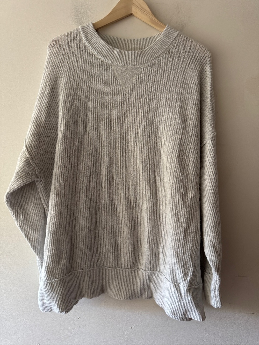 Aerie Gray Waffle Knit Oversized Sweater